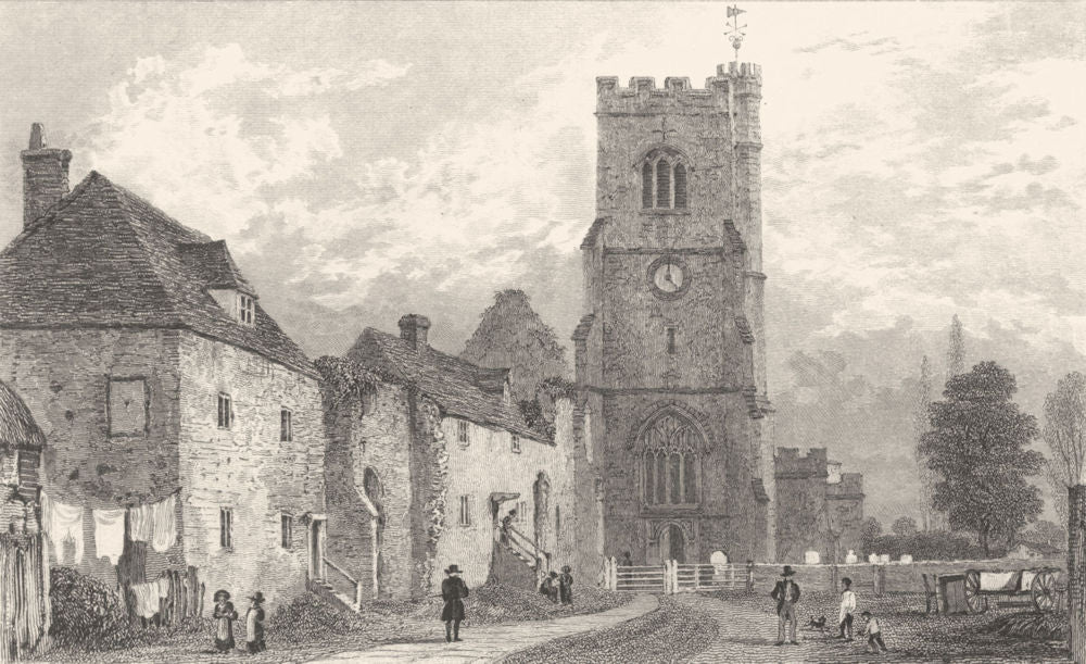 KENT. Charing Church and the Remains of the Archbishop's Palace. Allen 1833